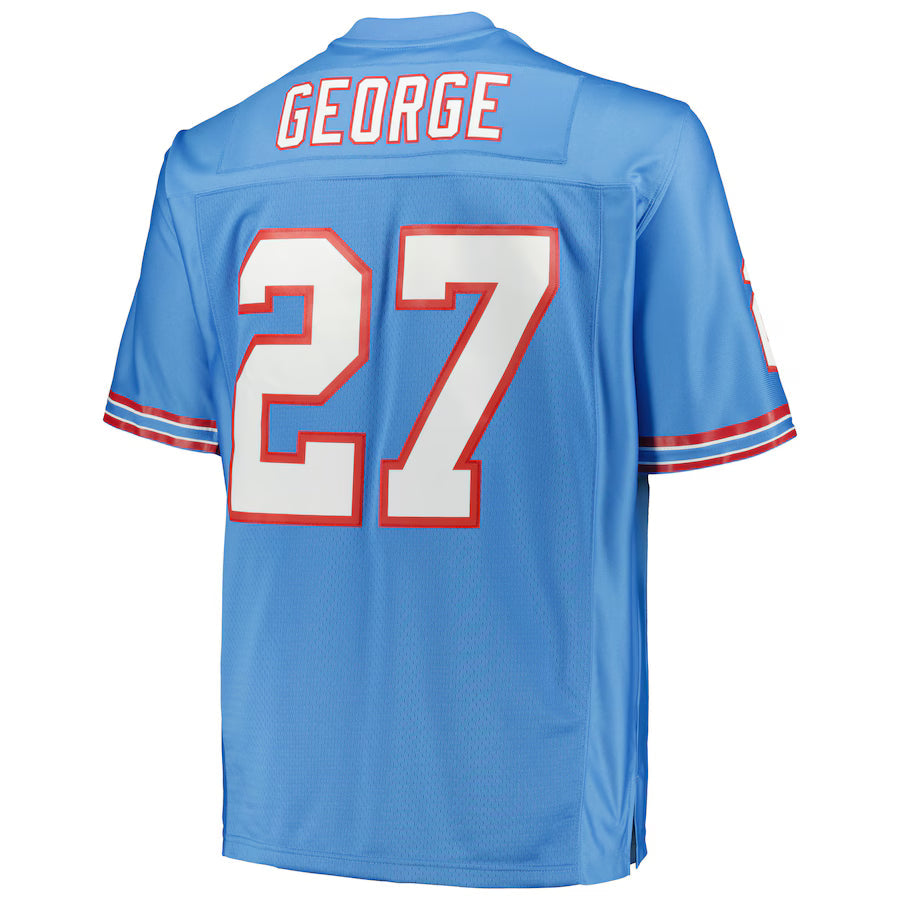 H.Oilers #27 Eddie George Mitchell & Ness Light Blue Big & Tall 1997 Legacy Retired Player Jersey
