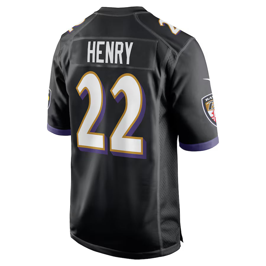 B.Ravens #22 Derrick Henry Black Game Jersey Stitched American Football Jerseys