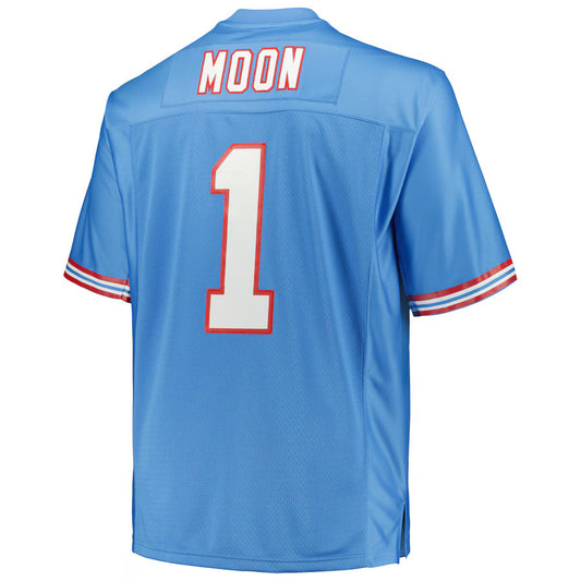 H.Oilers #1 Warren Moon Mitchell & Ness Light Blue Big & Tall 1993 Legacy Retired Player Jersey