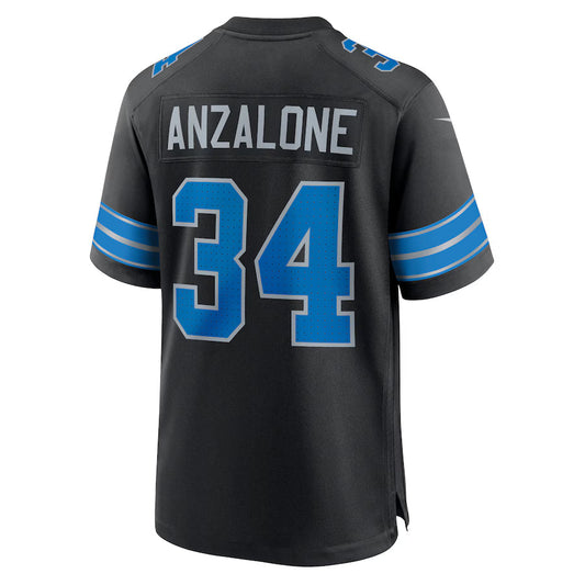 D.Lions #34 Alex Anzalone Black Game Jersey Stitched American Football Jerseys