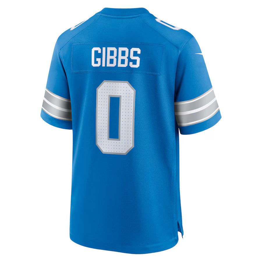 D.Lions #0 Jahmyr Gibbs Blue Game Jersey Stitched American Football Jerseys