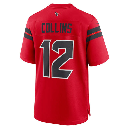 H.Texans #12 Nico Collins Red Game Jersey Stitched American Football Jerseys