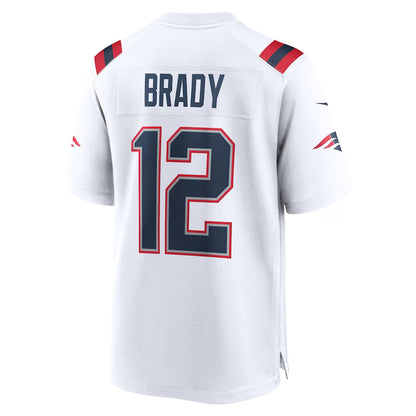 NE.Patriots #12 Tom Brady White Game Jersey Stitched American Football Jerseys