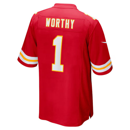 KC.Chiefs #1 Xavier Worthy Red Game Jersey Stitched American Football Jerseys